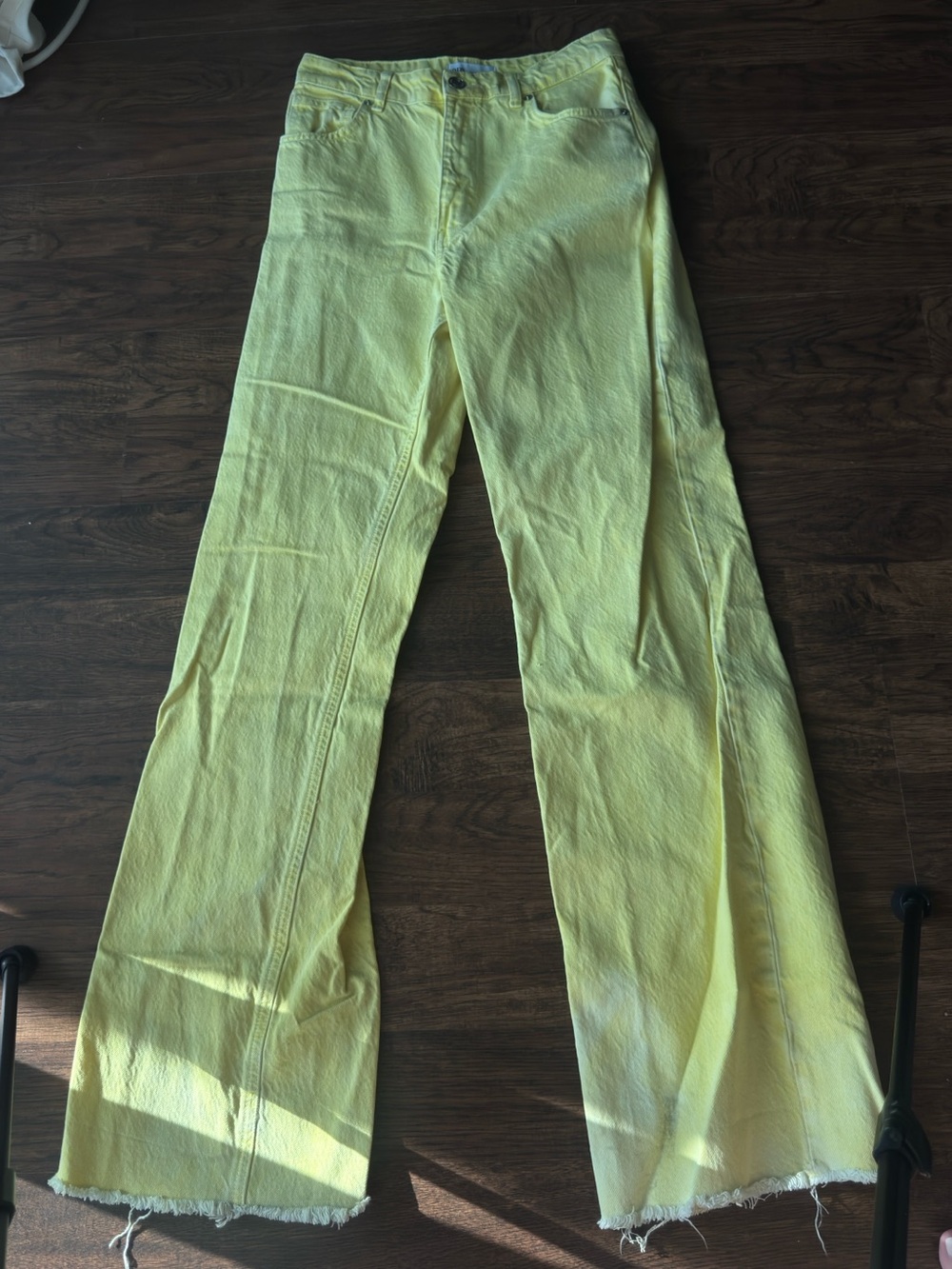 Zara Lemon Yellow Wide-Leg Jeans